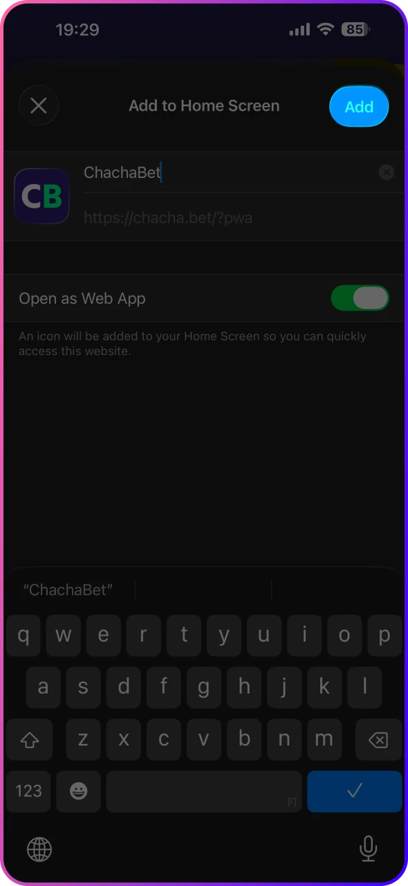 Confirm the process of downloading ChaChaBet iOS app.