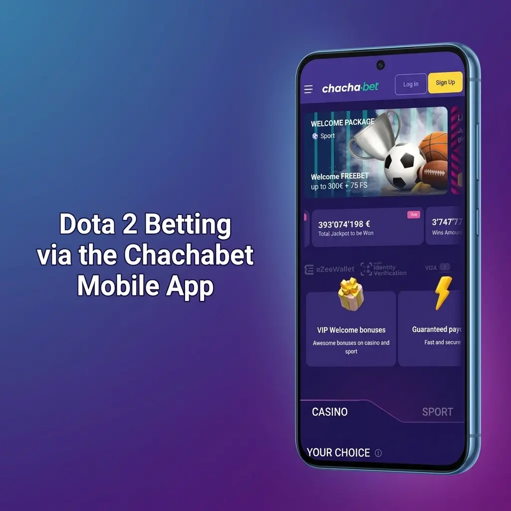 Chachabet mobile app open on Dota 2 esports betting markets with match listings and bet slip on smartphone
